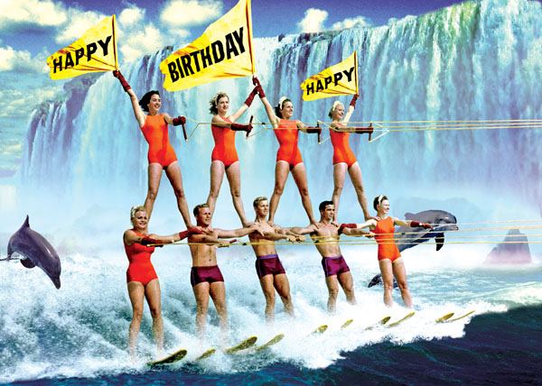 Happy Birthday Waterskiers Greeting Card by Max Hernn